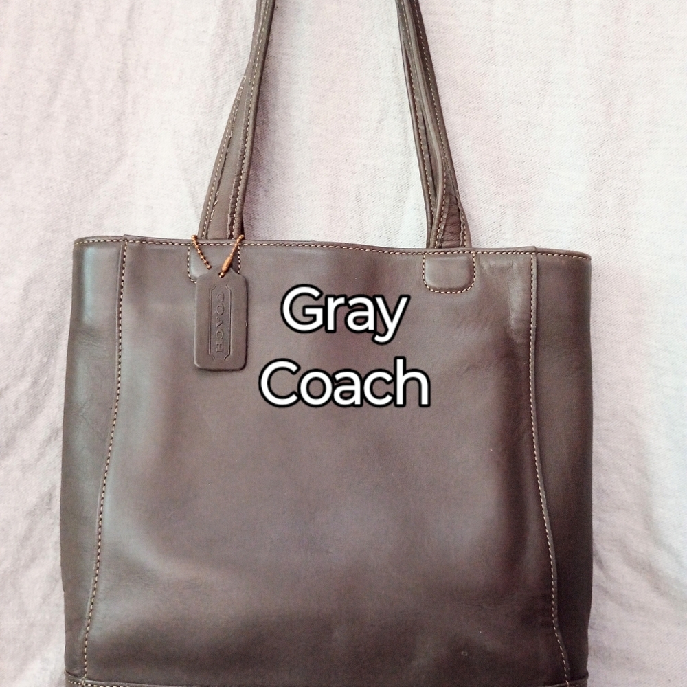 Vintage Coach Gray Leather Bleecker Bucket Tote Bag made February 1990 9305